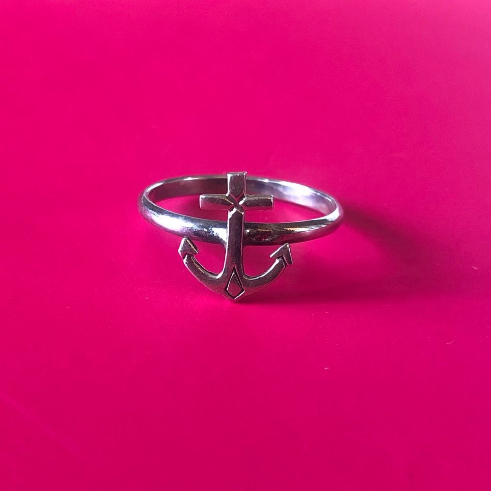 Sterling Silver Top Anchor Beach Ring